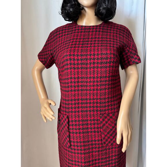 American Vintage 50’s Houndstooth Red Black short sleeve dress size small - Picture 16 of 17